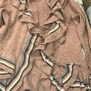 Anthropologie wool cardigan, striped detail edging